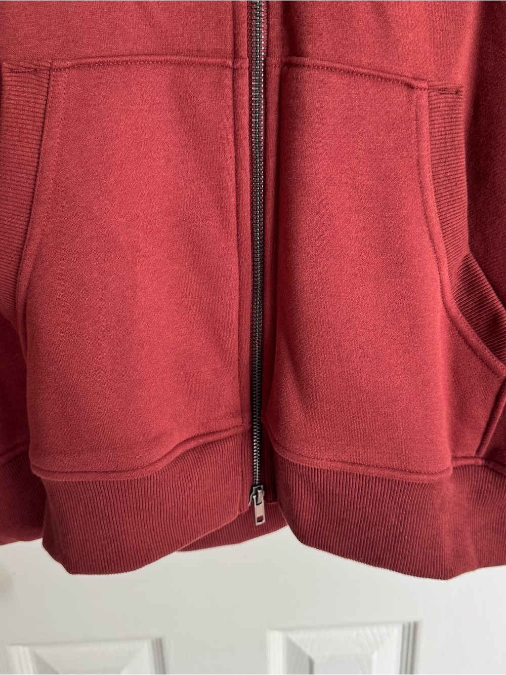Women’s XL Oversized Full Zip Fleece Hoodie Two Way Zip Rich Cognac 16-18 - Picture 7 of 14